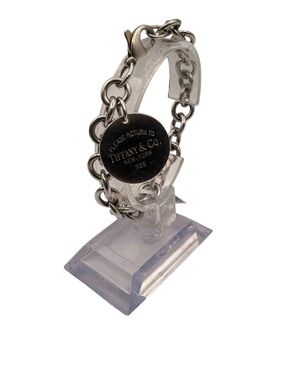 Tiffany & Co. Sterling Silver 'Please Return To' Round Tag Charm Bracelet